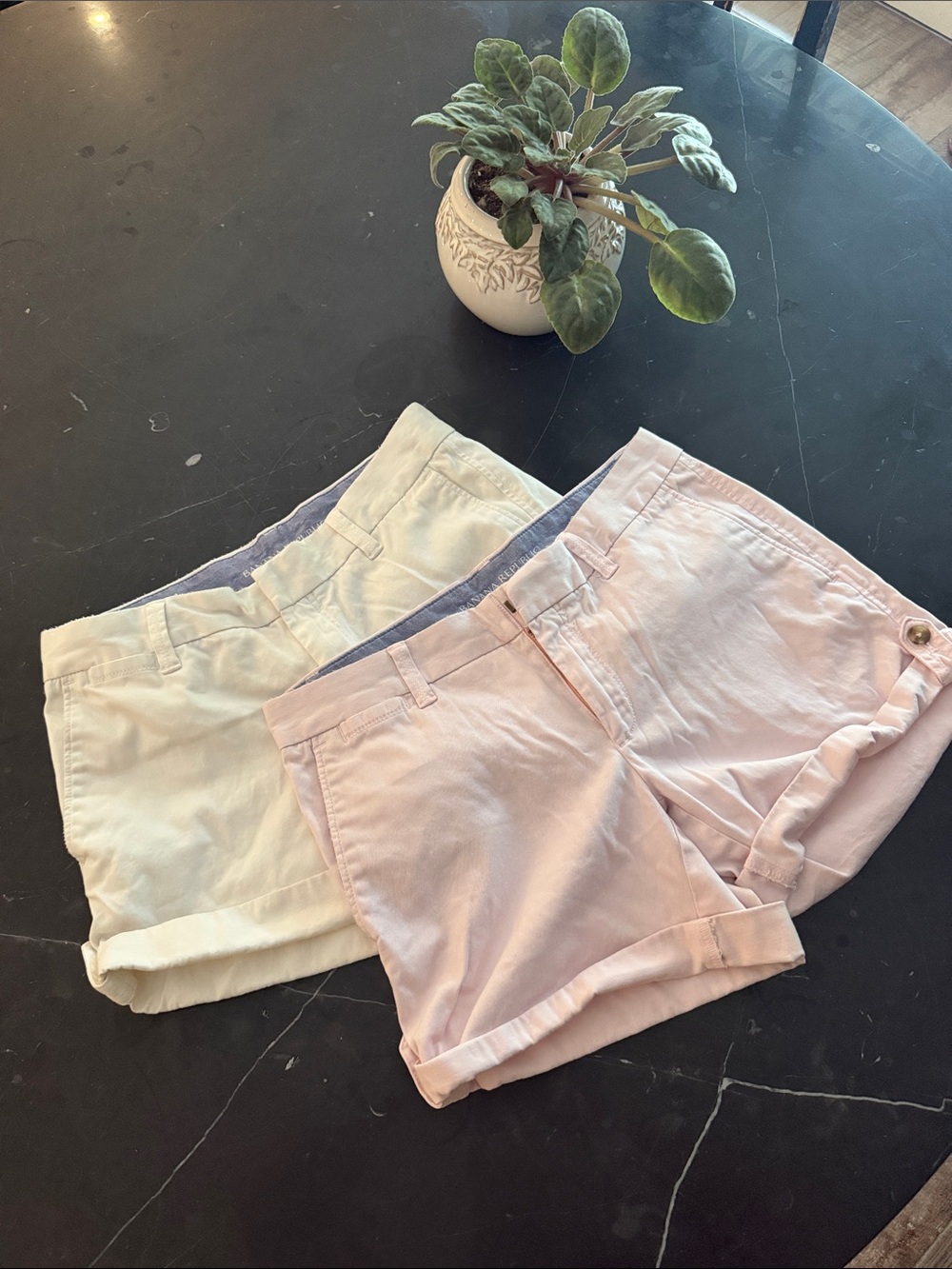 Banana Republic Light Pink and Cream Bermuda Shorts Duo